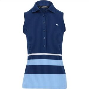 J. Lindeberg Tess Sleeveless Midnight Blue Sz Large Polo Shirt NWT